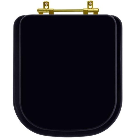 Tampa de Vaso Laqueado Piano Preto para Bacia Deca com Ferragem Dourada