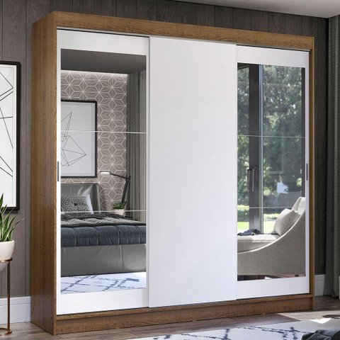 Guarda-roupa Casal Madesa Istambul 3 Portas de Correr com Espelhos 3 Gavetas
