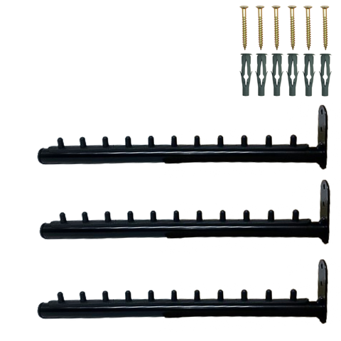Kit 3 Cabideiros Rt para Roupas 40cm Arara de Parede Aço Resistente Preto