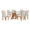 Ver imagem 1 de Mesa Kyra 170CMX90CM 6 Cadeiras Arizona Tampo Smart Plus Vidro Off White