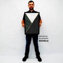 Ver imagem 2 de Quadro Decorativo Caixa Alta com Vidro Geométrico Mármore Verde, Preto e Branco TaColado Moldura Bra
