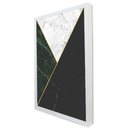 Ver imagem 1 de Quadro Decorativo Caixa Alta com Vidro Geométrico Mármore Verde, Preto e Branco TaColado Moldura Bra