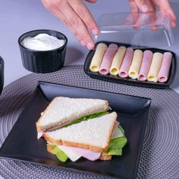 48 Pratos Bandeja Restaurante 20,6cm Preta Plástica Sushi Frutas Petiscos Coza - 2