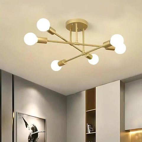 Luminária de Teto Lines Dourado Bivolt 3 em 1 Luz Ajustável Design Moderno