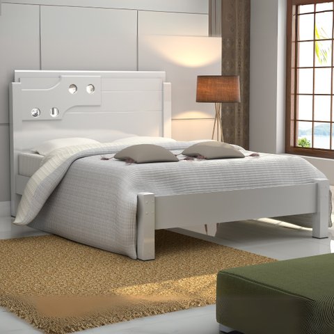 Cama Luiza Casal Sofisticado Alta Resistência: Branco