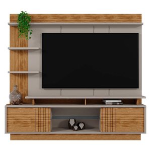 Estante Home Vinhedos 200cm Grigio Fosco/amêndoa para Tv até 65” - Mobler