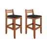 Conjunto 2 Banquetas em Madeira Maciça Ibiza Ilha 78 Cm - Malbec Assento Preto - 2