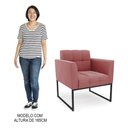 Ver imagem 7 de Sofá Namoradeira e 2 Poltronas Base Industrial Preto Ana Suede Rosê - Ibiza