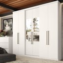 Ver imagem 1 de Guarda-Roupa 6 Portas 2 Gavetas com Espelho e com Chave 210x47x219cm Presence Branco
