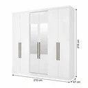 Ver imagem 3 de Guarda Roupa Casal com Espelho 6 Portas e 2 Gavetas 219 x 210cm Presence Yescasa Branco