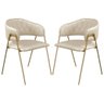 Conjunto 2 Cadeiras Veneza Couro Pérola Metal Dourado - 1