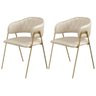 Conjunto 2 Cadeiras Veneza Couro Pérola Metal Dourado - 8
