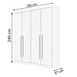Guarda Roupa Solteiro 4 Portas 3 Gavetas da Vinci Plus D'doro Branco - 3