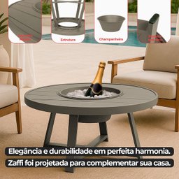 Mesa de Centro Champanheira Zaffi Tampo Alumínio Redondo Ripado Fendi com Balde 9 Litros - Arkell - 4