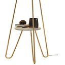 Ver imagem 3 de Abajur Luminária de Chão com Pés de Metal Dourado C/ Mesa Lateral Canto Cúpula Bege Bivolt