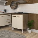 Ver imagem 4 de Balcão de Cozinha Fabi para Fogão Cooktop 5 Bocas Móvel Armário Funcional Savana Off White Mobília D