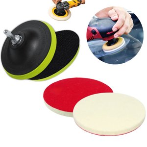 Kit Polimento de Vidros para Furadeira Esmerilhadeira com Base de Lixa 125mm e Disco Feltro de Lã 5 