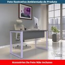 Ver imagem 2 de Mesa Escritório P25 Tub Pandin 90 Cm (larg) Tampo Mdp Grafito Pé Aço Tubular Lilás