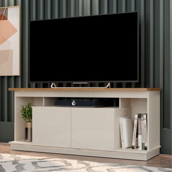 Rack para Tv Asian Off White Canela | MadeiraMadeira