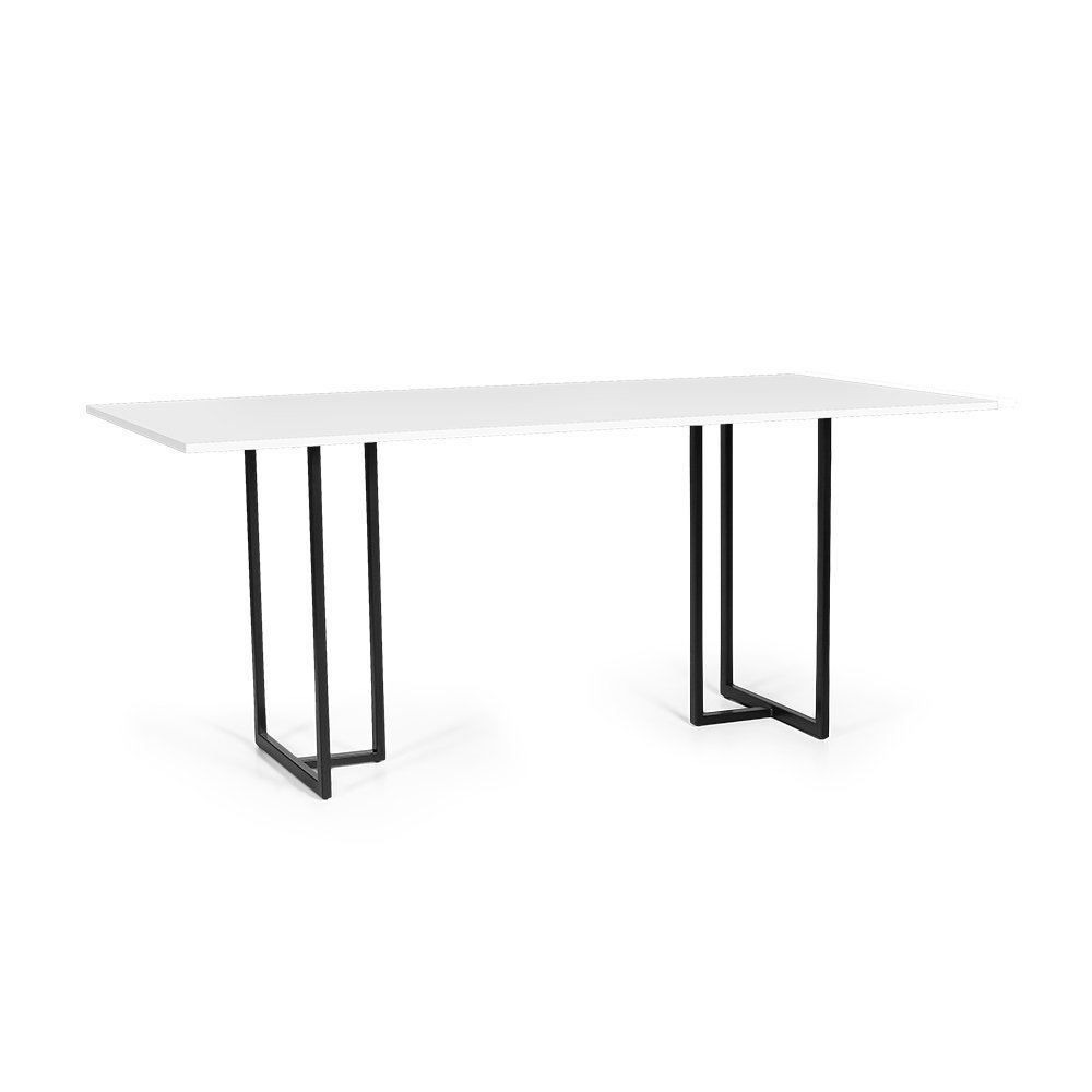 Mesa de Jantar Retangular Industrial 6 Lugares 180x90 cm Athos Branco