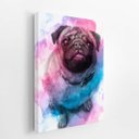 Ver imagem 2 de Quadro Cachorro Pug Cão Tinta Aquarela Canvas 30x40cm