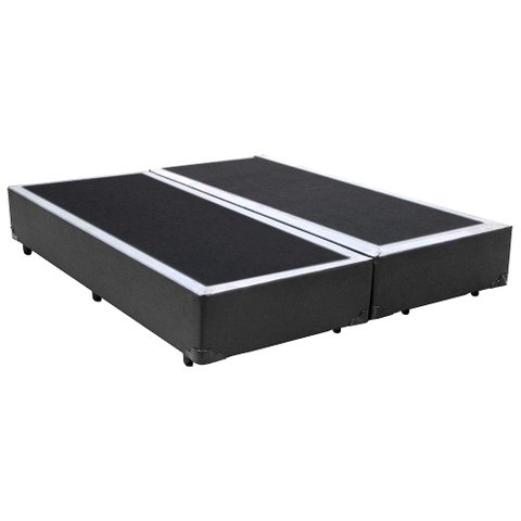 Cama Box King Bipartido Sintético Cinza Emth 193x203x40