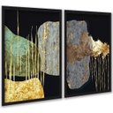 Ver imagem 1 de Kit 2 Quadros Decorativos Abstratos Contemporâneos 24x18cm:moldura Preta