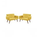 Ver imagem 1 de Kit 2 Poltronas 2 Lugares Braço Anabelle Unidecor Amarelo