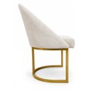 Ver imagem 5 de Kit 04 Cadeiras Poltrona de Jantar Lua Suede Bege Base Ferro Dourado Dal Poz Estofados