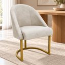 Ver imagem 2 de Kit 04 Cadeiras Poltrona de Jantar Lua Suede Bege Base Ferro Dourado Dal Poz Estofados