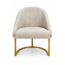 Ver imagem 4 de Kit 04 Cadeiras Poltrona de Jantar Lua Suede Bege Base Ferro Dourado Dal Poz Estofados