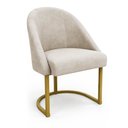 Ver imagem 3 de Kit 04 Cadeiras Poltrona de Jantar Lua Suede Bege Base Ferro Dourado Dal Poz Estofados