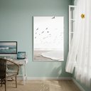 Ver imagem 1 de Quadro Decorativo Gaivotas Voando no Céu-70x50cm:moldura Branca