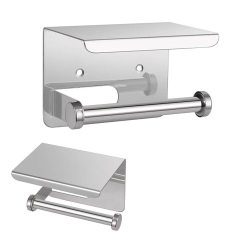 Suporte Papel Higienico Inox Banheiro Lavabo Parede Prateleira Apoio Celular Objeto Multiuso Resiste