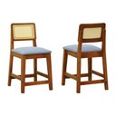 Ver imagem 1 de Kit 2 Banquetas Gabi Madeira Maciça Encosto Telinha -linho Cinza Mescla Impermeável