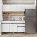 Ver imagem 3 de Armário de Cozinha 4 Peças Balcão com Pia 150cm Lina18 K02 Supremo/Freijó - Mpozenato