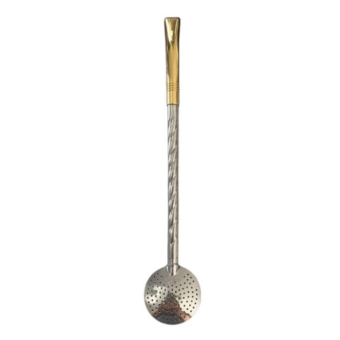 Bomba para Chimarrão Inox Premium Bocal Banhado a Ouro 24k