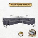 Ver imagem 7 de Sofá Magno 3.77x3.77m de Canto, Retrátil e Reclinável - Chumbo