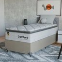 Ver imagem 1 de Cama Box Solteiro + Colchão Comfort Class Pillow Top 88x188 Branco/suede Bege