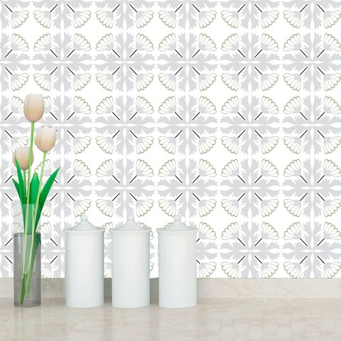 Papel de Parede para Cozinha Azulejo Português Lavável Branco