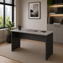 Ver imagem 1 de Mesa Retangular Escrivaninha 135cm x 60cm Tampo 25mm com Pés Painel F5 Office Cor:Cinza Sagrado com