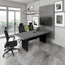 Ver imagem 1 de Mesa Reunião 2,00m X 0,90m 1cx Tomada e 3 Painéis de Tv F5 Cor:cinza Sagrado com Preto