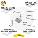 Ver imagem 2 de Kit Acessórios para Banheiro Quadrado Aço Inox 5 Peças + 2 Porta Shampoo Vidro Canto Cód. 1885