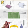 Kit Acessórios para Banheiro Quadrado Aço Inox 5 Peças + 2 Porta Shampoo Vidro Canto Cód. 1885 - 5
