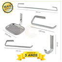 Ver imagem 3 de Kit Acessórios para Banheiro Quadrado Aço Inox 5 Peças + 2 Porta Shampoo Vidro Canto Cód. 1885