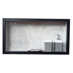 Nichos de Porcelanato Cinza Borda Preta para Banheiro 60x32cm - 15