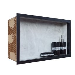 Nichos de Porcelanato Cinza Borda Preta para Banheiro 60x32cm - 9