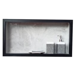Nichos de Porcelanato Cinza Borda Preta para Banheiro 60x32cm - 8
