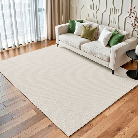 Tapete Sala Quarto Rústico 2,00m X 1,40m Moderno Antiderrapante Decoração Artesanal Boho Tear Cru