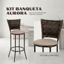 Ver imagem 3 de Kit 3 Banqueta Aurora Fibra Sintética Junco Jardim Varanda Cozinha Chocolate Mesclado